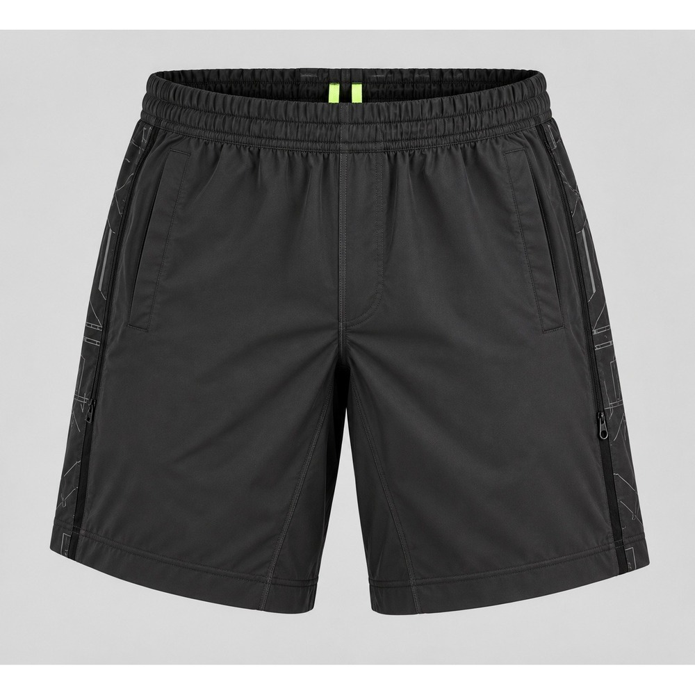 Lululemon Mens Black Athletic Running Shorts Reflective Grid Zipper Pocket Sz M